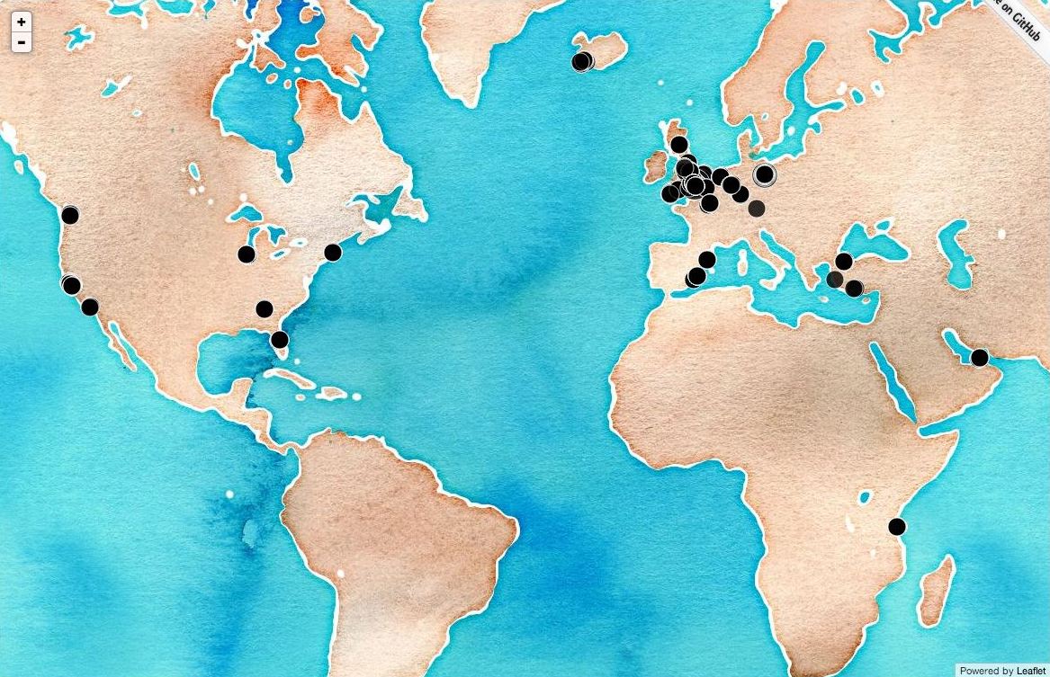 A world map showing where I have traveled so far